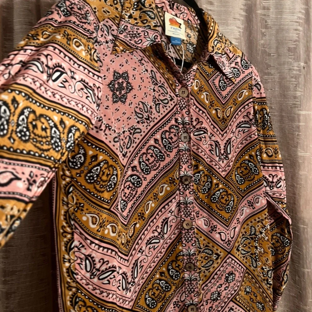 FARM Rio Paisley Buttondown Long Sleeve Shirt, NEW - Picture 5 of 13